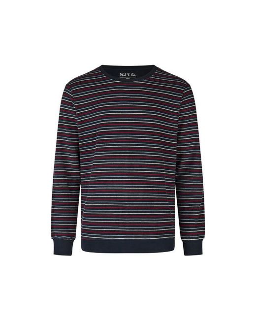 Phil & Co. Berlin Winter Pyjama Set Lang Badstof Donker Gestreept in het Blue voor heren