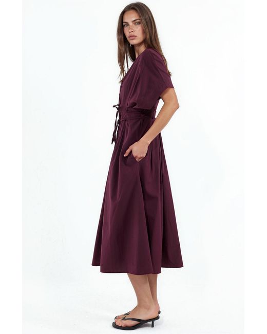Busem Purple Casual V-Neck Midi Shirt Dress