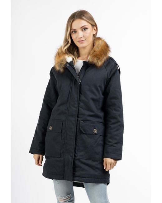 Dreimaster Winter Parka Dames Marine Wit in het Blue