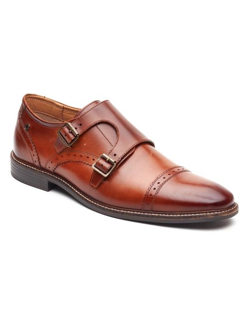 Base London Brown Henley Monk Leather Burnt Double Shoes for men