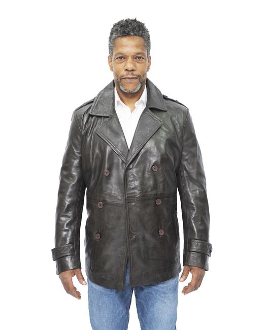 Infinity Leather Lederen Peacoat-Amara in het Gray voor heren