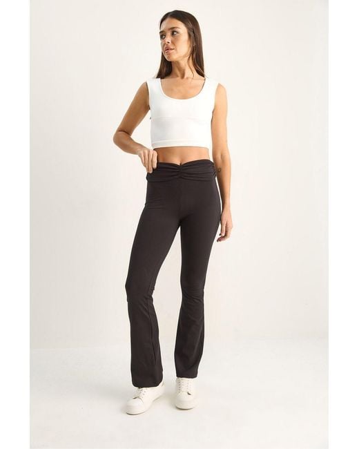 Bianco Lucci Black High-Waist Flare Leggings