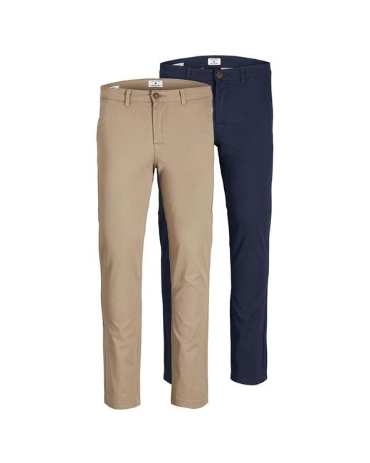 Jack & Jones Blue Jack&Jones Multi-Pack Pants, Marco Paspel Pockets Low Rise Chinos, 2 Pack for men