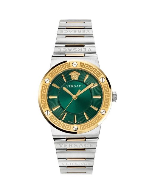 Versace Greca Logo Horloge in het Metallic