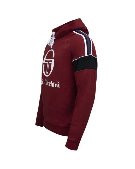 Sergio Tacchini Red Dealtry Hoodie Graphic Logo Jumper 38364 650 Cotton for men