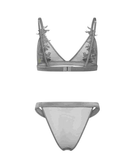 Glamorous String Met Doorschijnende Stof in het Gray