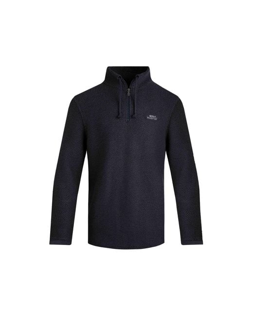 Weird Fish Blue Macaroni Quarter Zip Pullover Sweater for men