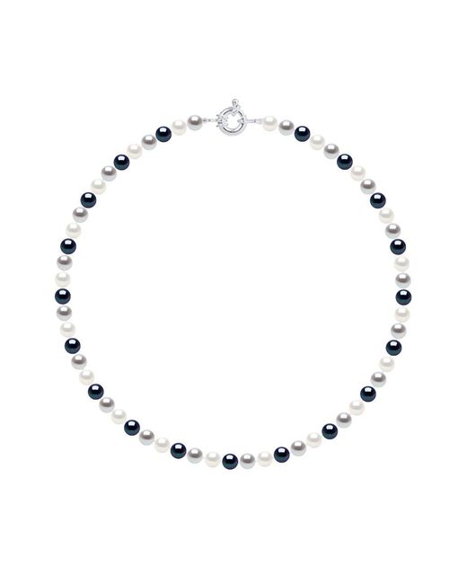 Ateliers Saint Germain Metallic Necklace Of Real Cultured Freshwater Pearls And Round 6-7 Mm