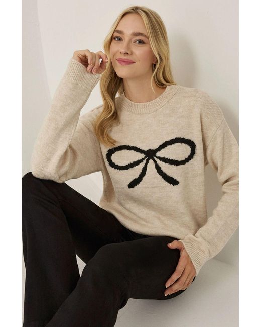 Hiccup Natural Relaxed Fit Bow Detail Sweater