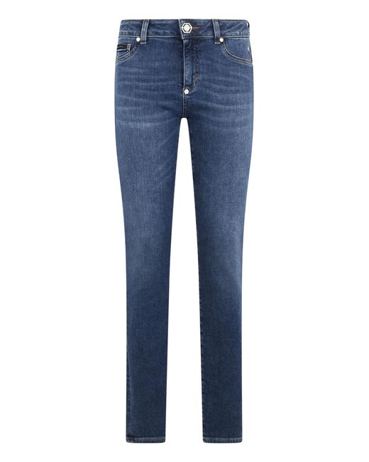 Philipp Plein Super Stretch Jeggings Basic in het Blue