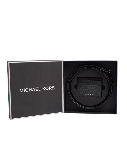 Michael Kors Black Gift Set: Belt And Card Holder With Logo 36S4Lgfy6B for men
