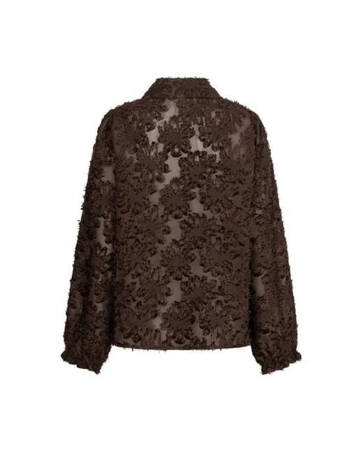 Red Button Blouse Fringes in het Brown