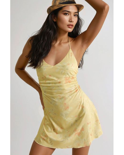 Hiccup Yellow Floral Halter Neck Mini Dress