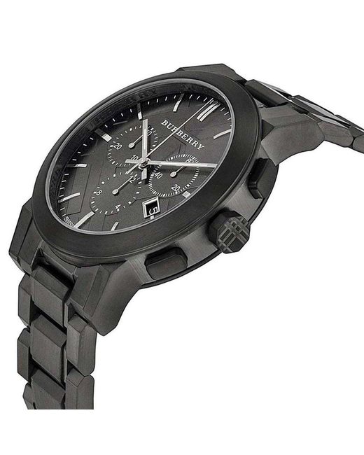 Burberry Bu9354 Herrenuhr Mit Grauem Karo Und Ionenplattierung Aus Edelstahl in Gray für Herren