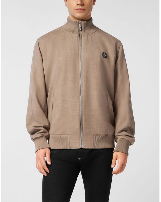 Philipp Plein Wool Jacket Stripes in het Brown voor heren