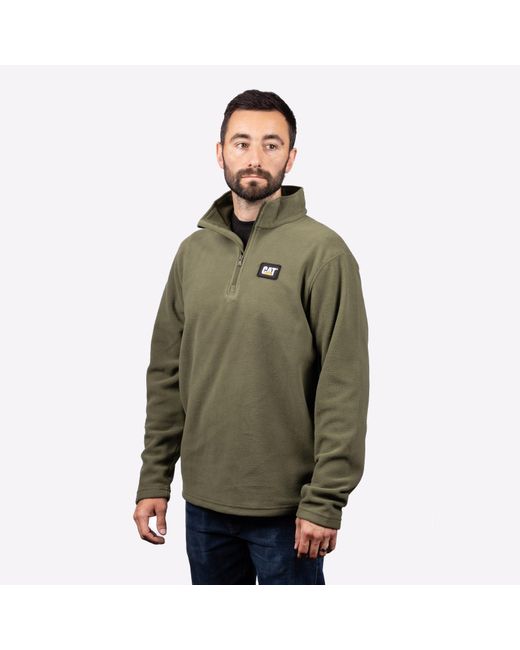 Caterpillar Green Microfleece Quarter Zip for men