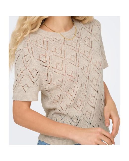 ONLY Onlsunny S/S Structure Pullover Knt in het Natural