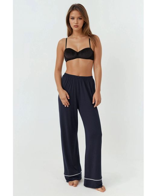 Hiccup Blue Relaxed Fit Long Sleeve Extra Soft Touch Pajama Set With Shirt Collar