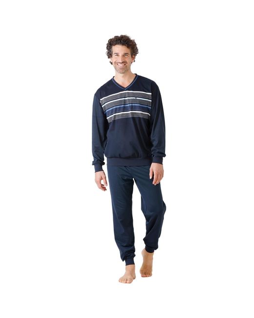 Hajo Schlafanzug Klima Komfort Pyjama in Blue für Herren