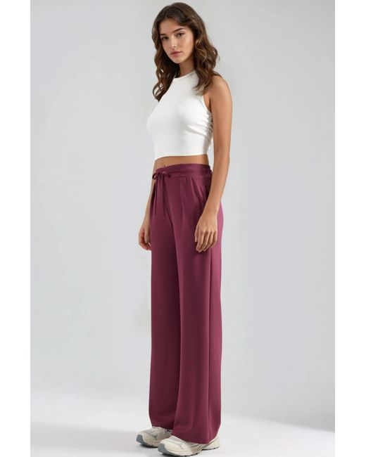 Hiccup Red Modal Touch Pleated Palazzo Pants