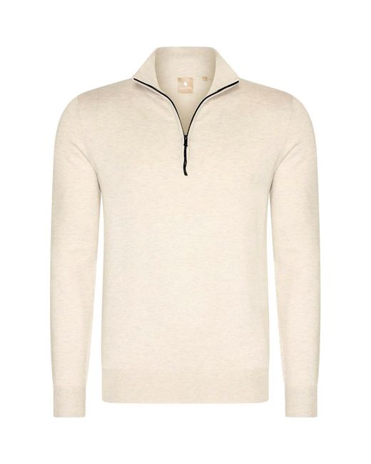 SOLUTION Trui Simon Zipper Knit in het Natural voor heren