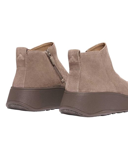 Fitflop Fit Flop F-Mode Suede Flatform Enkellaars Met Zijrits in het Brown