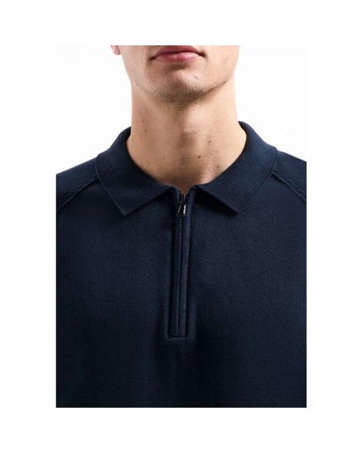 No Excess Pullover Polo Half Zip Solid Night in het Blue voor heren