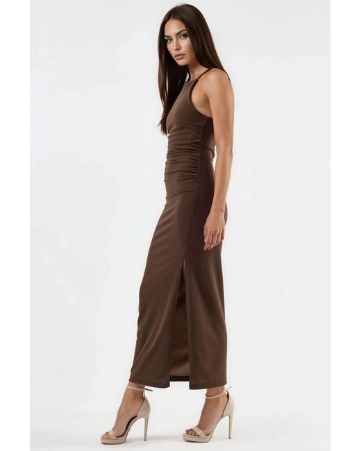 Busem Maxi-Jurk Met Drapeelement in het Brown