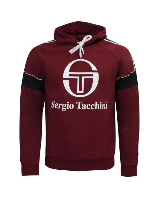 Sergio Tacchini Red Dealtry Hoodie Graphic Logo Jumper 38364 650 Cotton for men