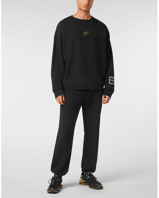 Philipp Plein Sweatshirt Ls Roundneck Label in het Black voor heren