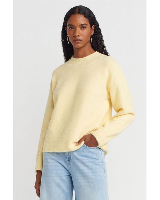 Dilvin Effen Crew Neck Geribbeld Trui in het Blue