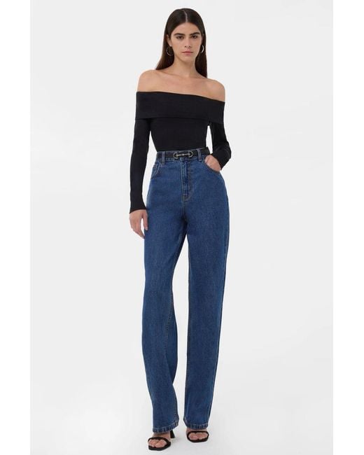 Hiccup Blue Off Shoulder Madonna Collar Top