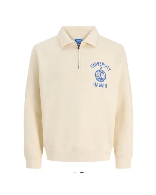 Jack & Jones Jprbluaiden Half Zip Sweat in het White voor heren