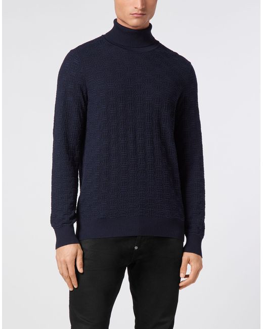 Philipp Plein Schildpadhals Monogram in het Blue voor heren