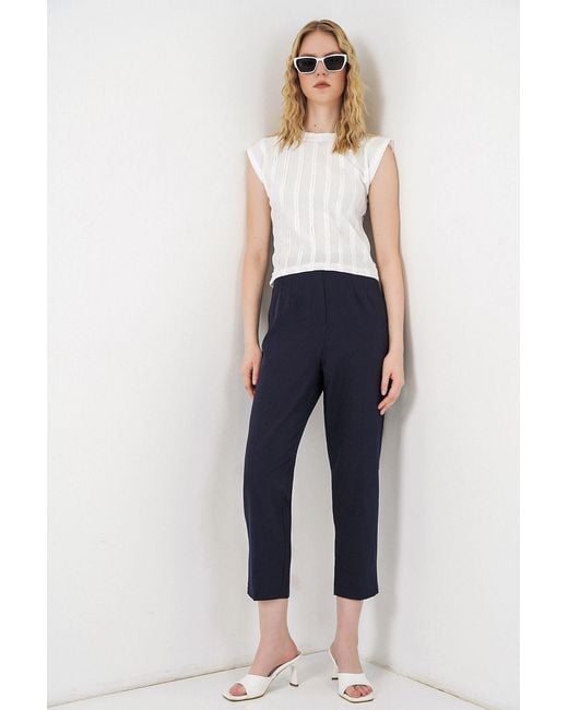 Bigdart Gestructureerde Ribbels Pull-On Blouse in het White
