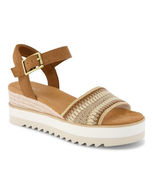TOMS Metallic Diana Wedge Leather Dark Sandals