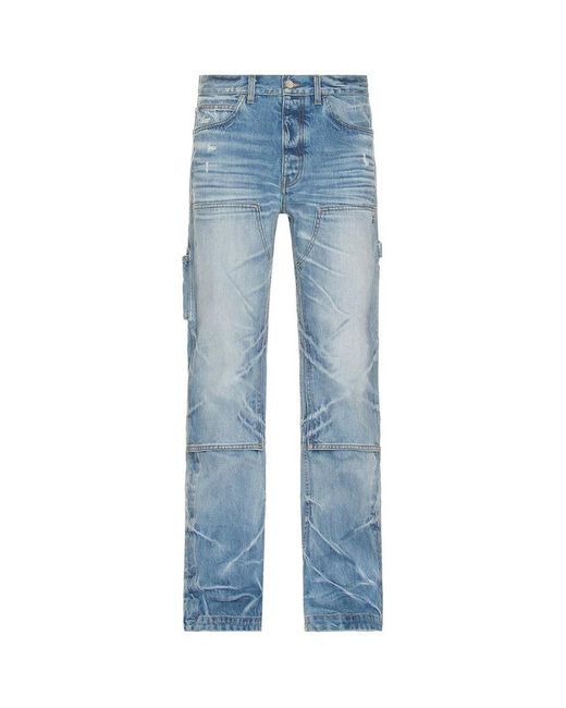 Amiri Blue Straight Fit Carpenter Faded Jeans Cotton for men