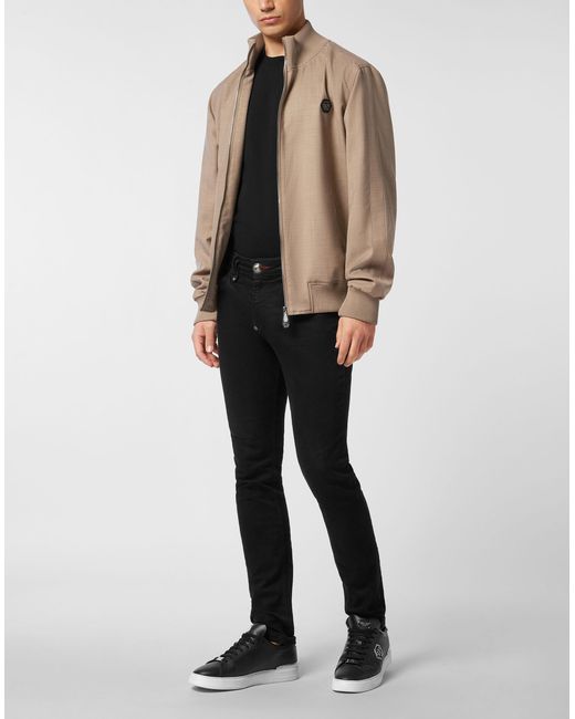 Philipp Plein Wool Jacket Stripes in het Brown voor heren