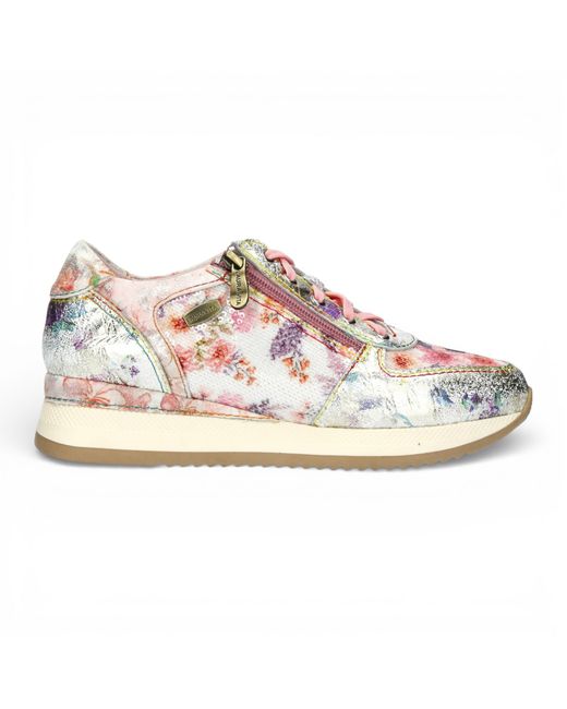 LAURA VITA Pink Gycmo 58 Rose Floral Leather Trainers Sneaker Shoes