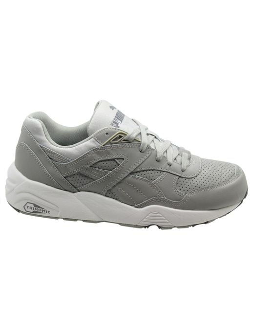 PUMA Gray Trinomic R698 Core Leather Trainers Running Shoes 360601 03 X45B for men