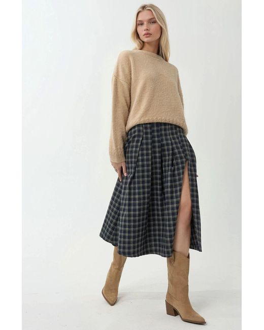 Hiccup Blue High Waist Midi Skirt With Slit