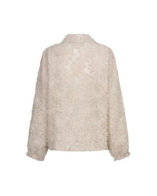 Red Button Rb Blouse Fringes Stone in het Natural