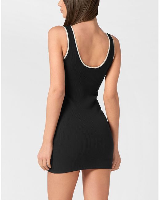 Philipp Plein Short Dress Rib in het Black