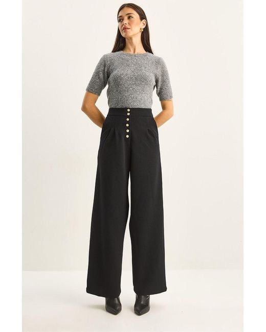 Bianco Lucci Black High Waist Wide Leg Palazzo Pants