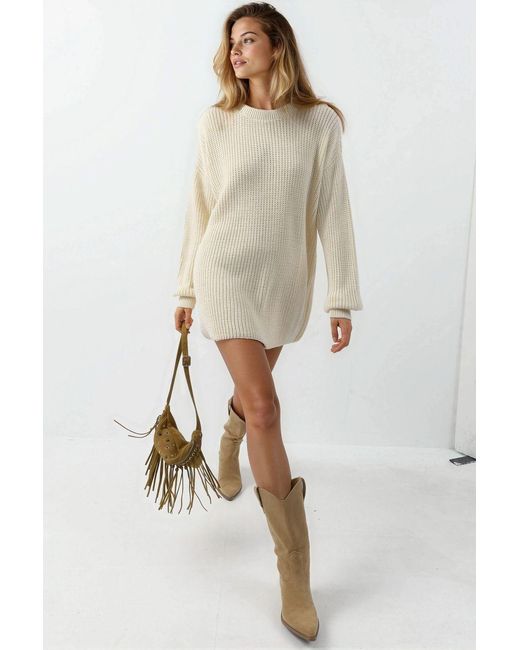 My Fashion Oversized Lange Pasvorm Trui in het Natural