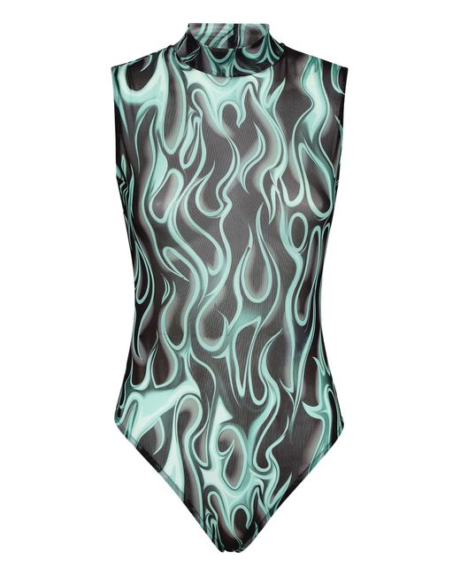 Philipp Plein Tops ,Veelkleurig ,Polyester Tulle Body Sleeveless Flame in het Green