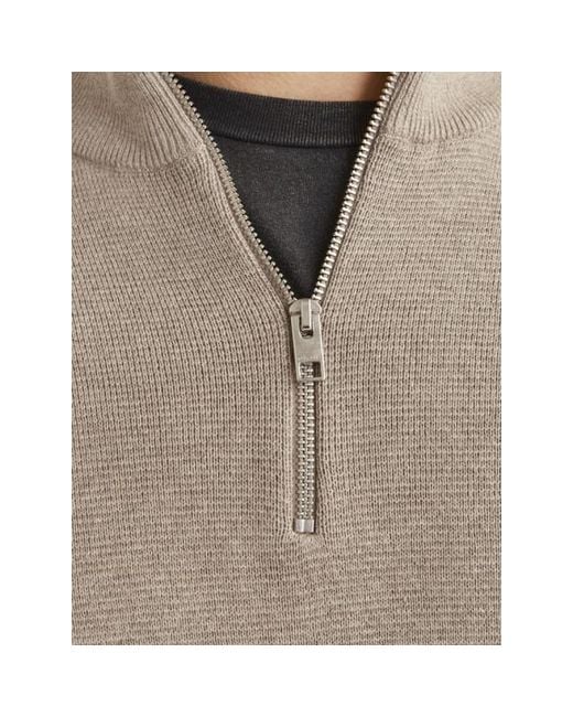Jack & Jones Jprblamilano Stitch Knit Half Zip Zand in het Gray voor heren