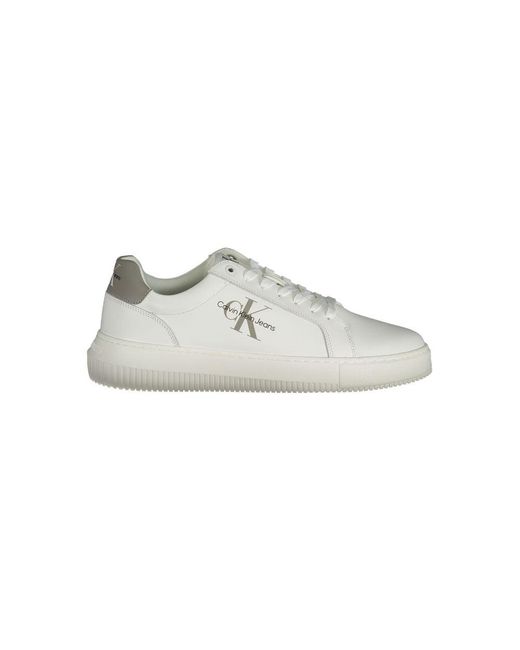 Calvin Klein Weiße Leder Herren Sneaker Urbanite Stil in White für Herren