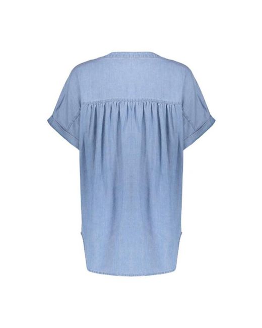 Geisha Top Suze-Bleached Denim in het Blue