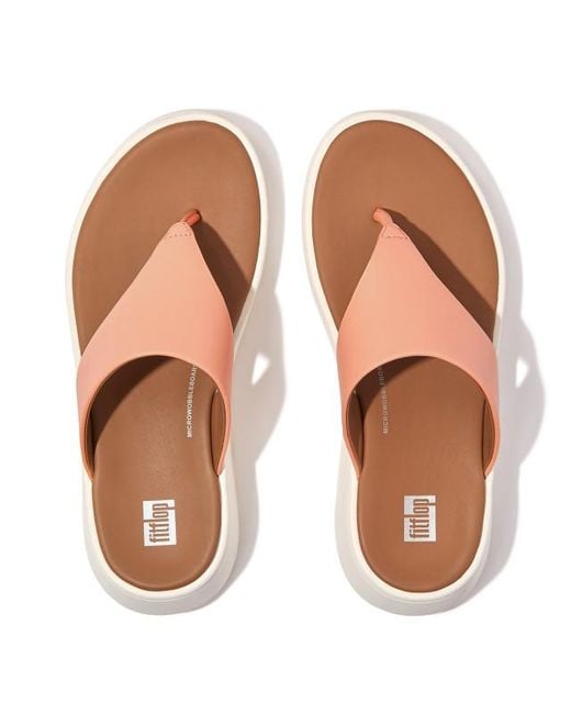 Fitflop F-Mode Leather Flatform Toe-Post Sandals in het Pink